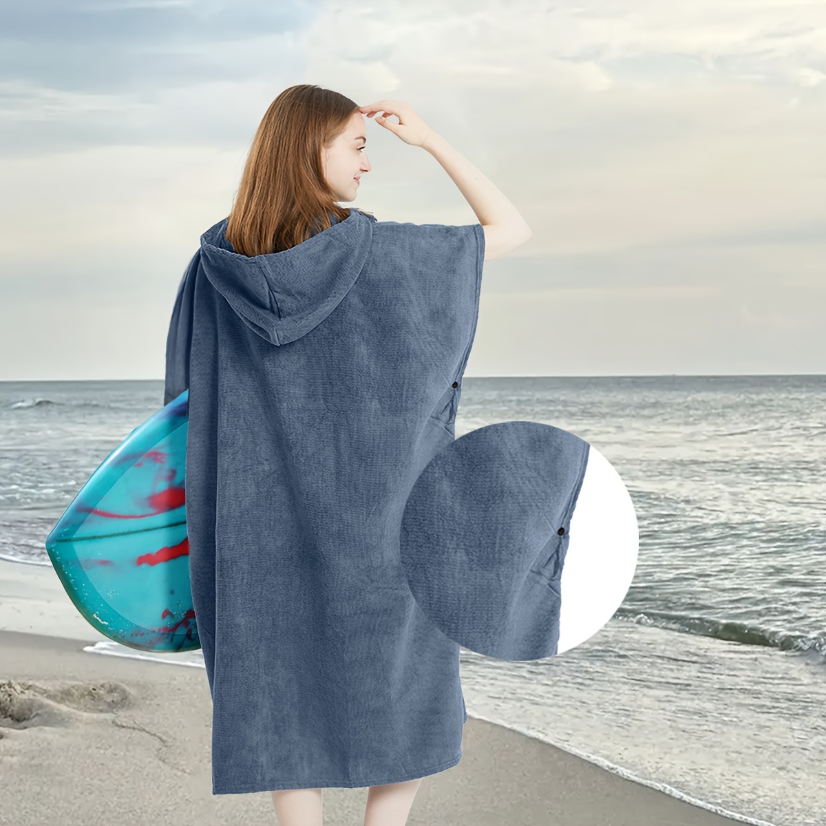 SEASHORE TREE Toalla de playa con capucha, toalla de natación, bata para  adultos, poncho de surf de secado rápido para mujeres y hombres, azul lago