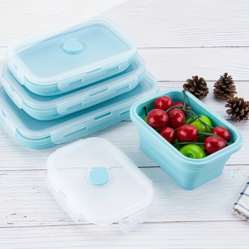 4PCS Collapsible Silicone Food Storage Containers With BPA Free Lid Meal  Prep Containers Space Saver For Kitchen - AliExpress