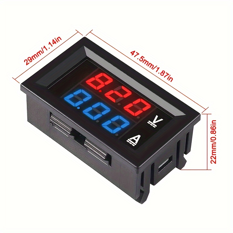  Voltímetro de amperios digital Pantalla LED Rojo y