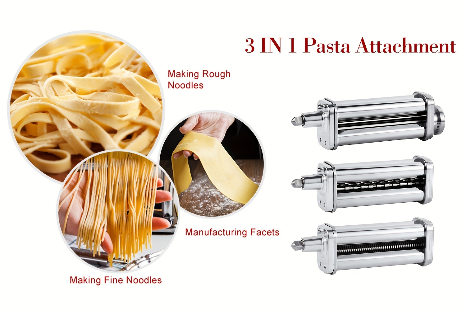 Pasta Maker Attachments Set For All Kitchenaid Stand Mixer, Including Pasta  Sheet Roller, Spaghetti Cutter, Fettuccine Cutter (machine/mixer Not  Included) Blender Accessories - Temu New Zealand