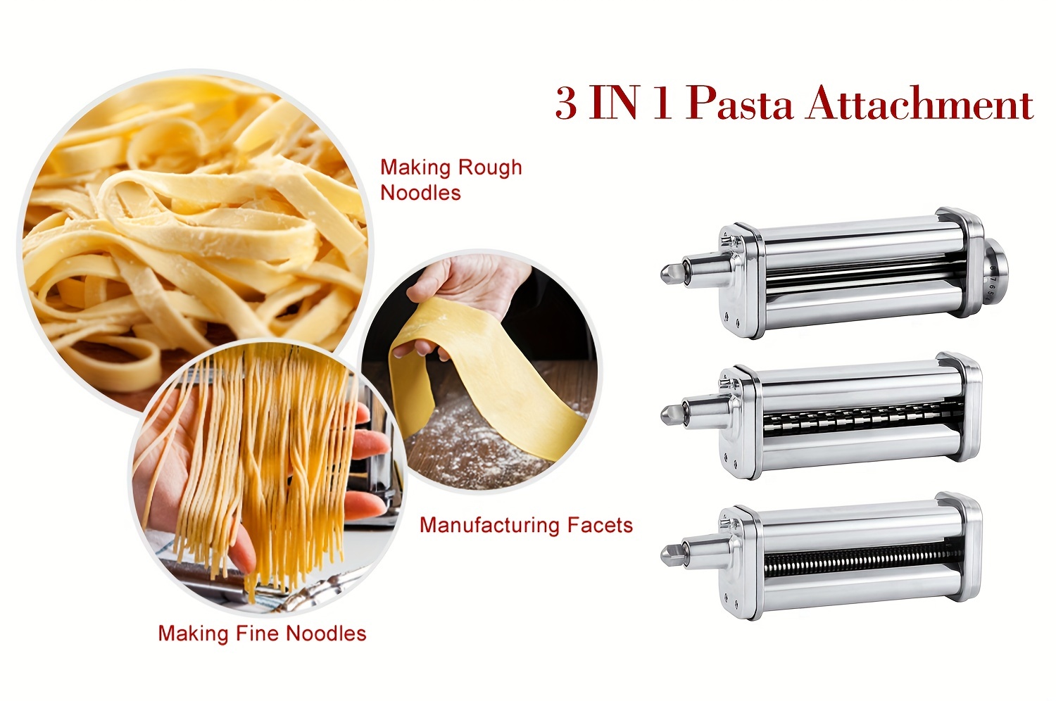 Pasta Maker Attachments Set For All Kitchenaid Stand Mixer, Including Pasta  Sheet Roller, Spaghetti Cutter, Fettuccine Cutter (machine/mixer Not  Included) Blender Accessories - Temu Netherlands