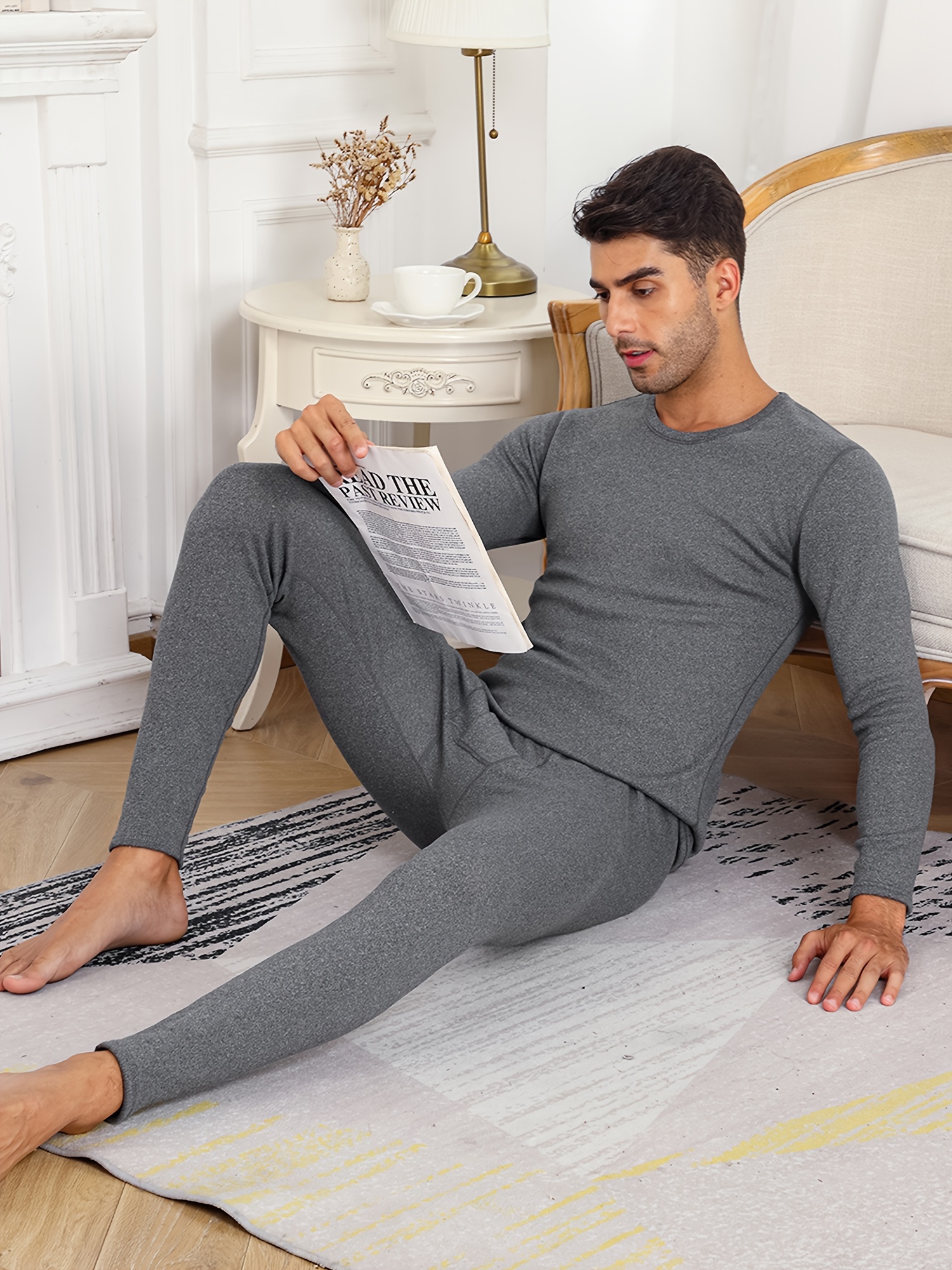 Men's Thermal Underwear Set Top Leggings Pants Fall Winter - Temu