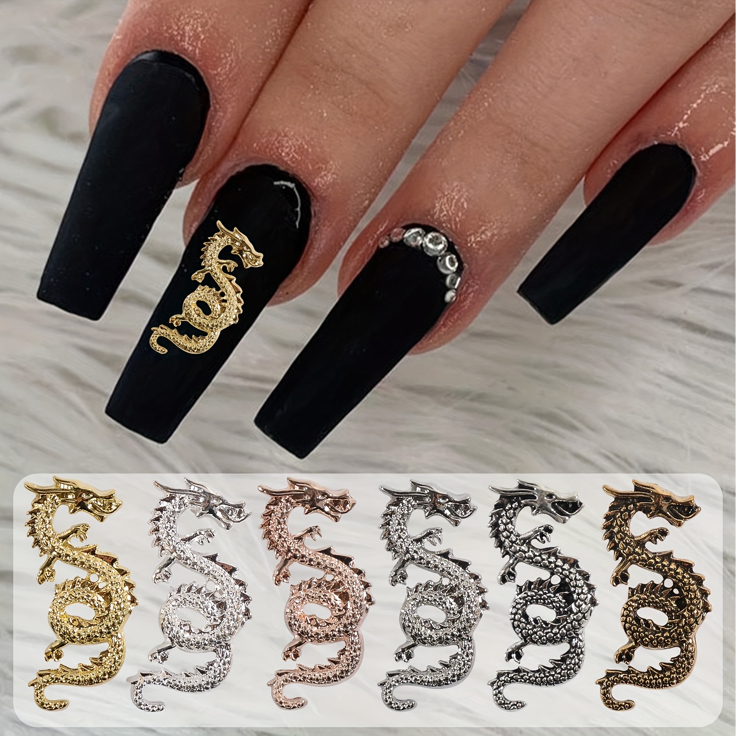 3d Dragon Nail Charms Vintage Chinese Style Nail Art - Temu