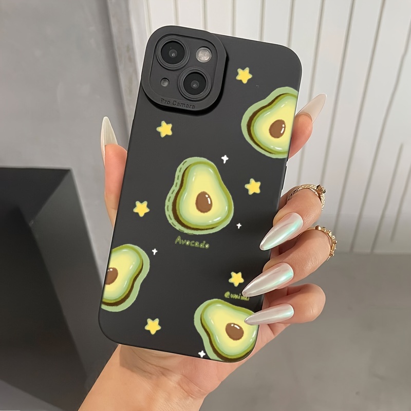 Anime Avocado Graphic Pattern Anti-fall Silicone Phone Case for iPhone 14,  13, 12, 11 Pro Max, XS Max, X, XR, 8, 7, 6, 6S Mini, Plus Gif