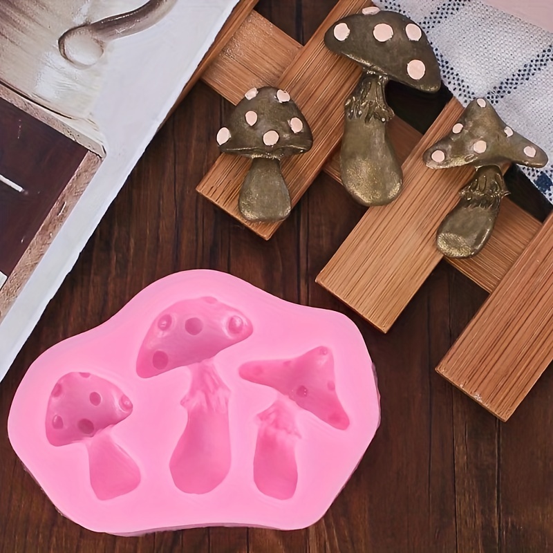 1pc 3 Cavity Mushroom Silicone Mold For Soap Antique Chocolate Mold Cake  Decoration Mould Fondant Cooking Tools Grey