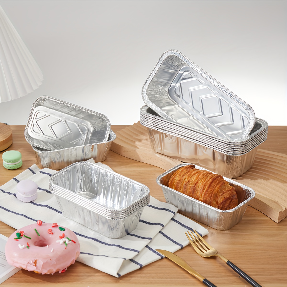 30pcs Tinfoil Boxes Bake Toast Cake Foil Trays Tin Foil Case Home