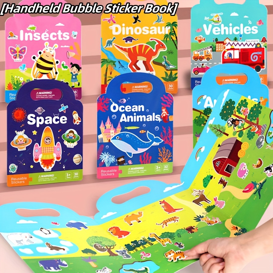 Libro de pegatinas reutilizable para niños, juguetes de dibujos animados  DIY para niños de 2-4