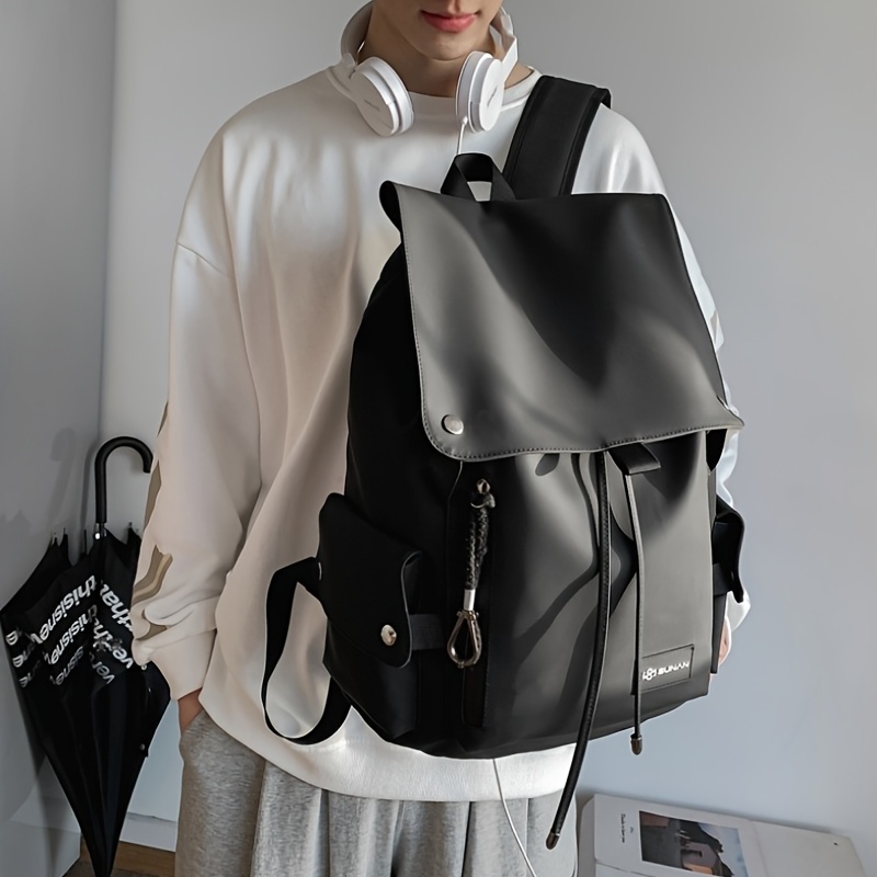 Trendy Letter Graphic Flap Backpack, Women's Drawstring Design