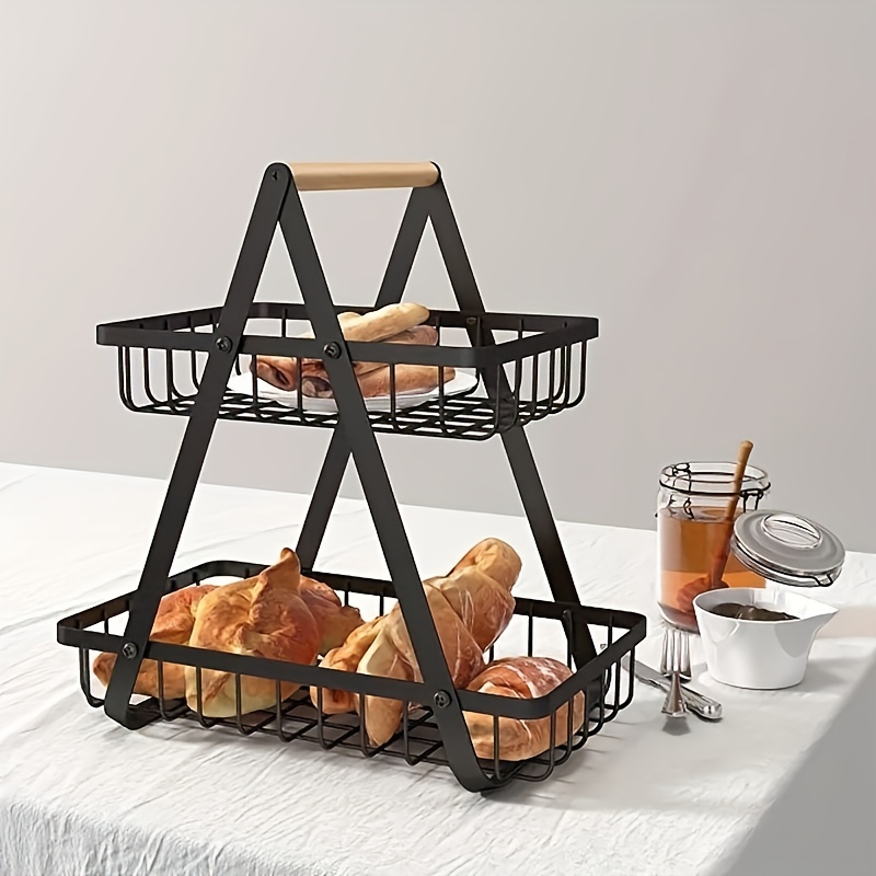 Kitchen Countertop Rack Double Fruit Basket For Living Room - Temu