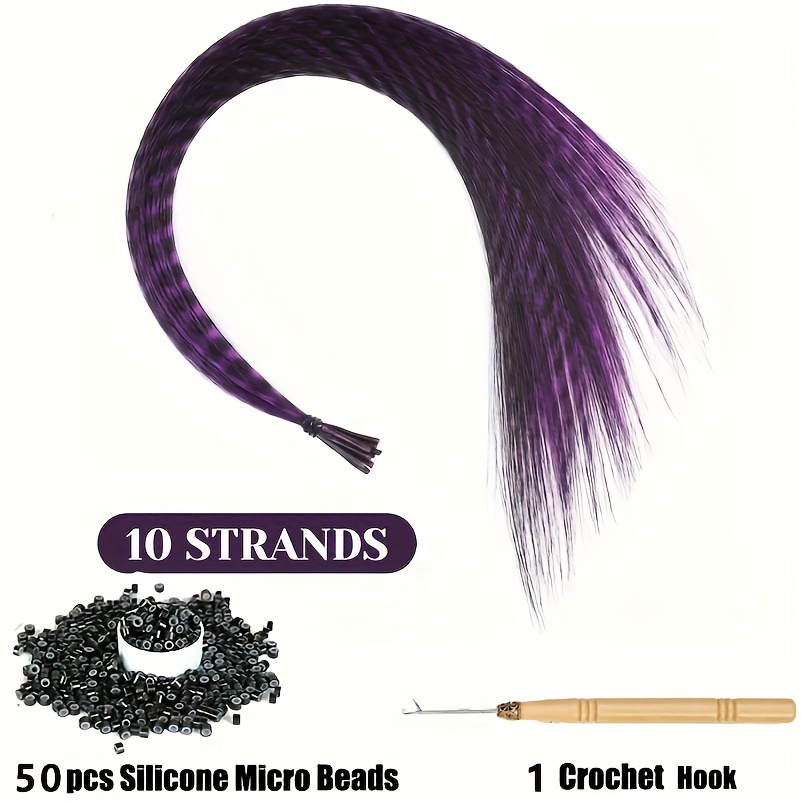 NEW 7-11 inch long Feather Hair Extension Kit 10 Long Multi Single Feathers  plus 10 Micro Beads & hook Tool