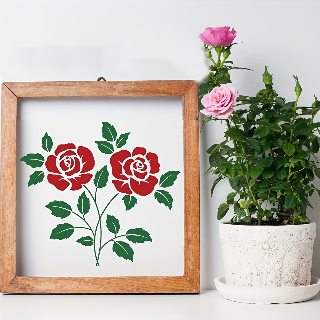 Rose Stencil for Painting DIY Decorative Stencil Paint Stencil Reusable  Paint Stencil for Painting on Walls Furniture Crafts Wood Wall Home  Decoration