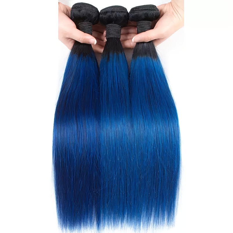 ombre hair black to dark blue