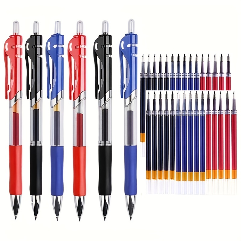 

43pcs/set Gel Pen And Refill Set Stationery Writing Pen Black/red/blue Ink 0.5mm Blue Ballpoint Pen Office Supplies (3 Pens+40 Refills)
