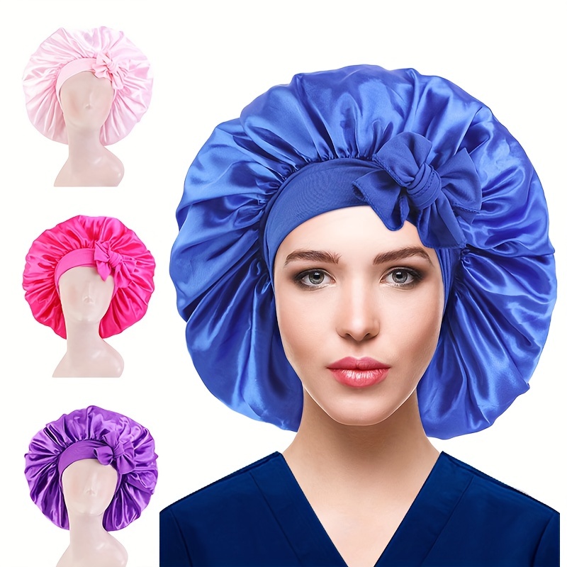 Solid Color Silky Satin Bonnet Cap Bonnets for Women Silky Bonnet