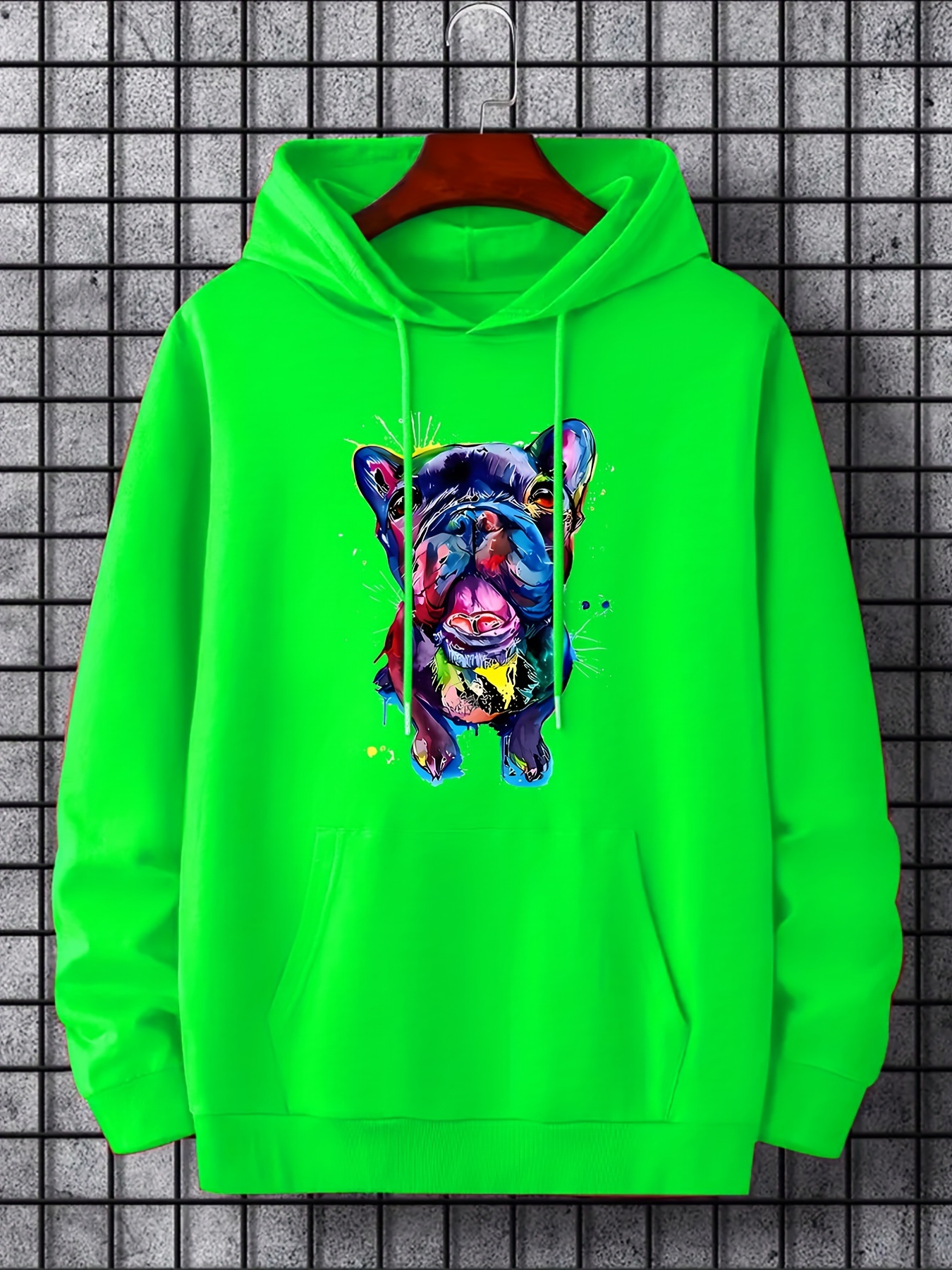 *'s Neon Green &*;It's Okay Don't *&*; Printed Hoodie Cozy Polyester  Drawstring Sweatshirt with Kangaroo Pocket, Casual Stylish Fall  Winter,