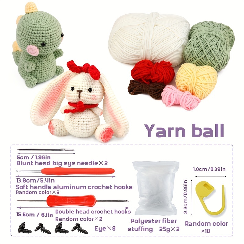 Kit De Crochet Pour Débutant, Kit D'animaux Au Crochet Avec Fil, Kit De  Crochet Complet Pour Adultes Et Enfants Avec Instructions