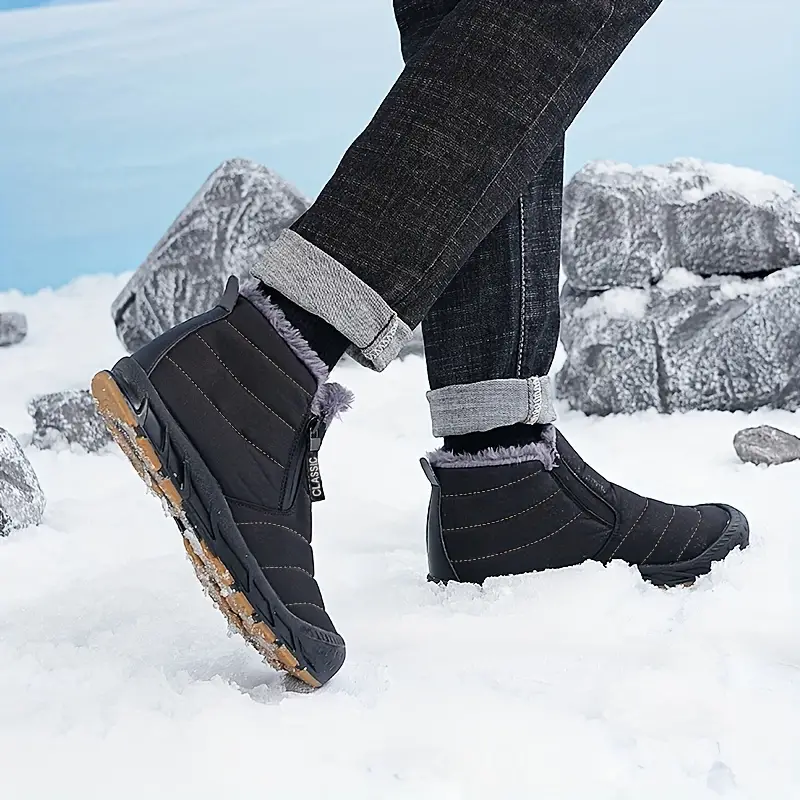 Fur Lined Zipper Wear Resistance Snow Boots Slip Lightweight - Temu