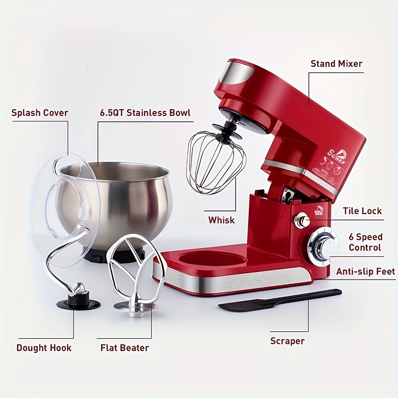 Stand Mixer 8+1-Speed Tilt-Head, 600W Kitchen Electric Mixer with