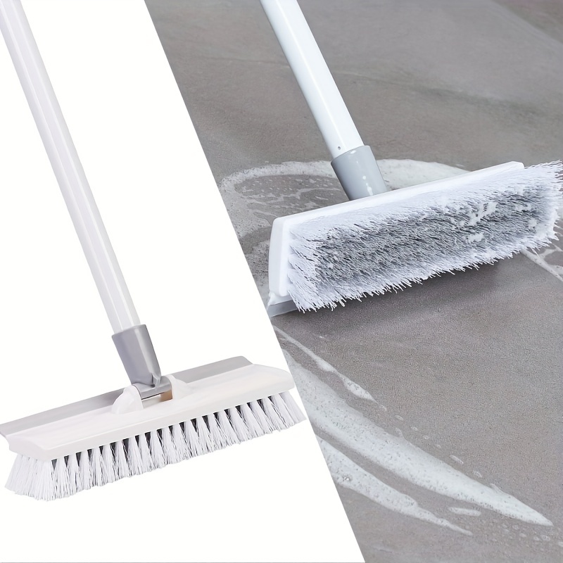 4 in 1 Tub Tile Scrub Brush with Squeegee 58'' Long Handle (Grey