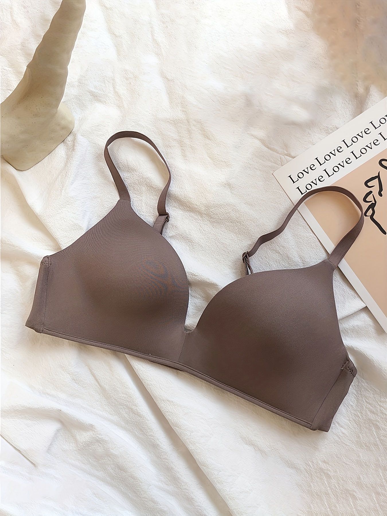 Girls Elegant Style Seamless Bras Solid Color Thin Straps No - Temu