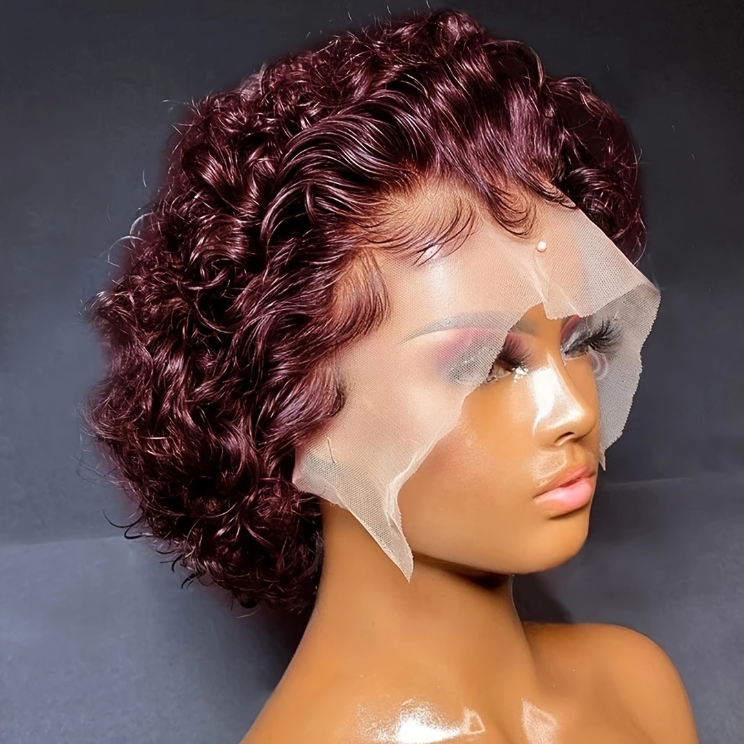 

Cut Wig For Women - 99j Curly Bob, , Pre- 13x1 , , 150% Density