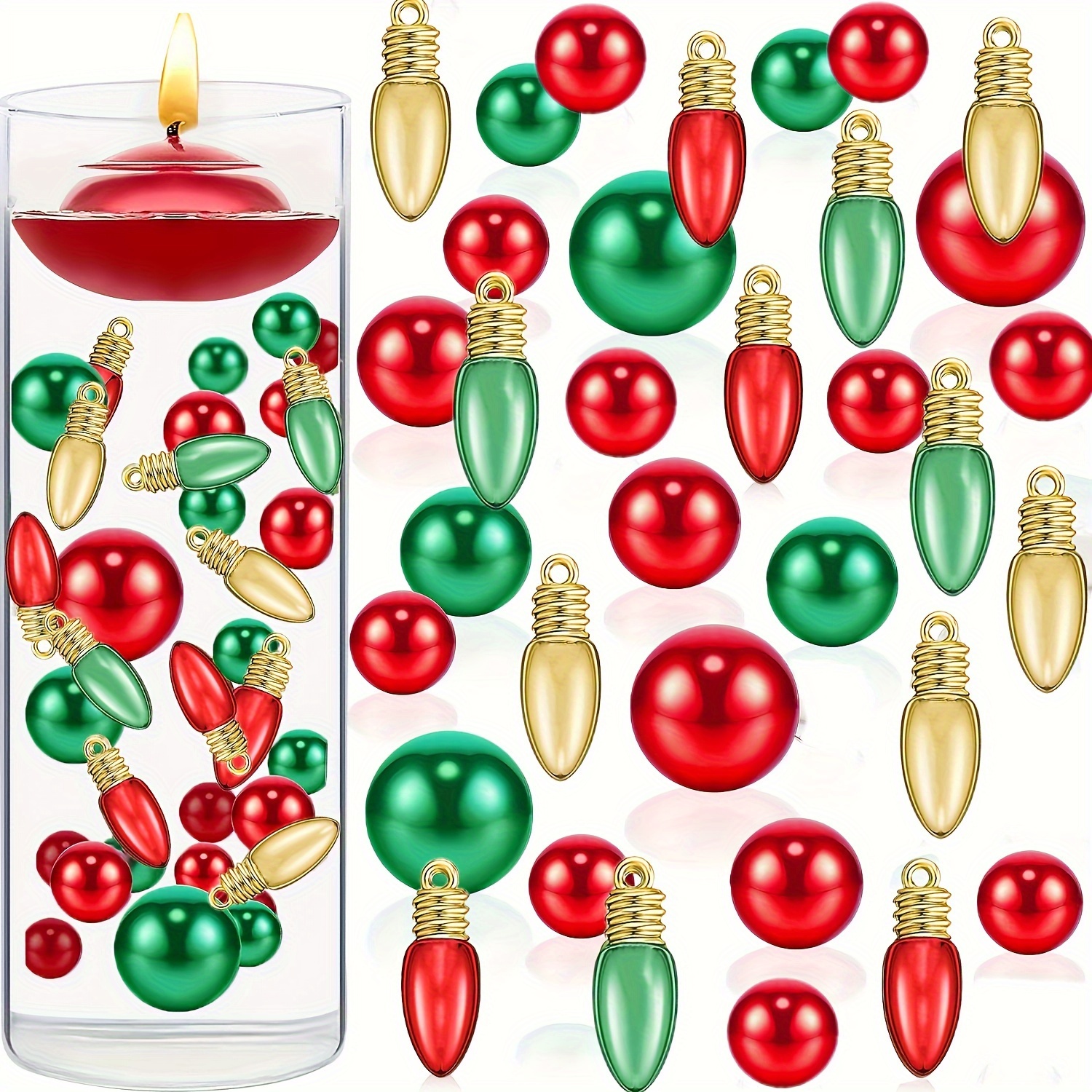Bougies flottantes centre de table pour décoration de fête de Noël Perles  de remplissage de vase de Noël Perles de gel perles pour vase Candyland eau  : : Cuisine et Maison