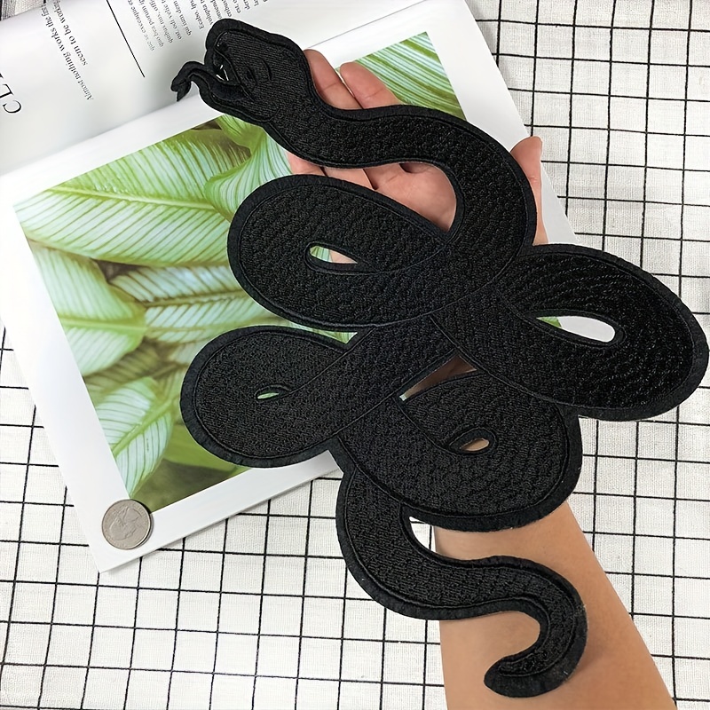 

1pc Snake Embroidery Applique Black Mamba Snake Back Glue Clothing Accessories Diy Patch For Jackets, Sew On Patches For Clothing Backpacks Jeans T-shirt
