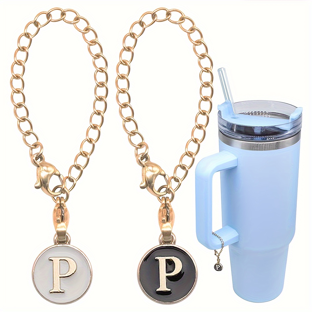 1pc ID Initial Letter Charm for Water Cup Handle, Cup Identification Decoration Accessories,Temu