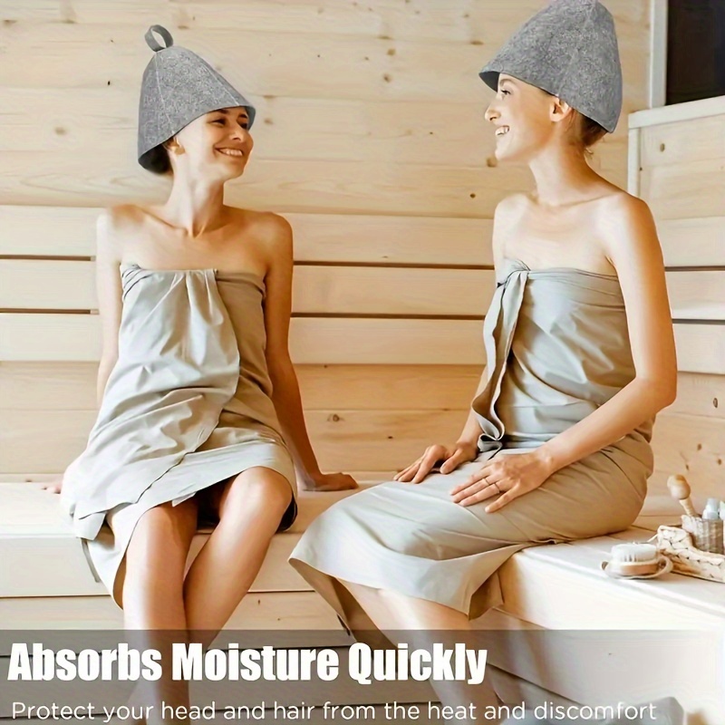 

1/3pcs Sauna Hat, Felt Shower Cap, Simple Hair Turban Absorbent Hair Drying Hat, Sauna Bathroom Accessories