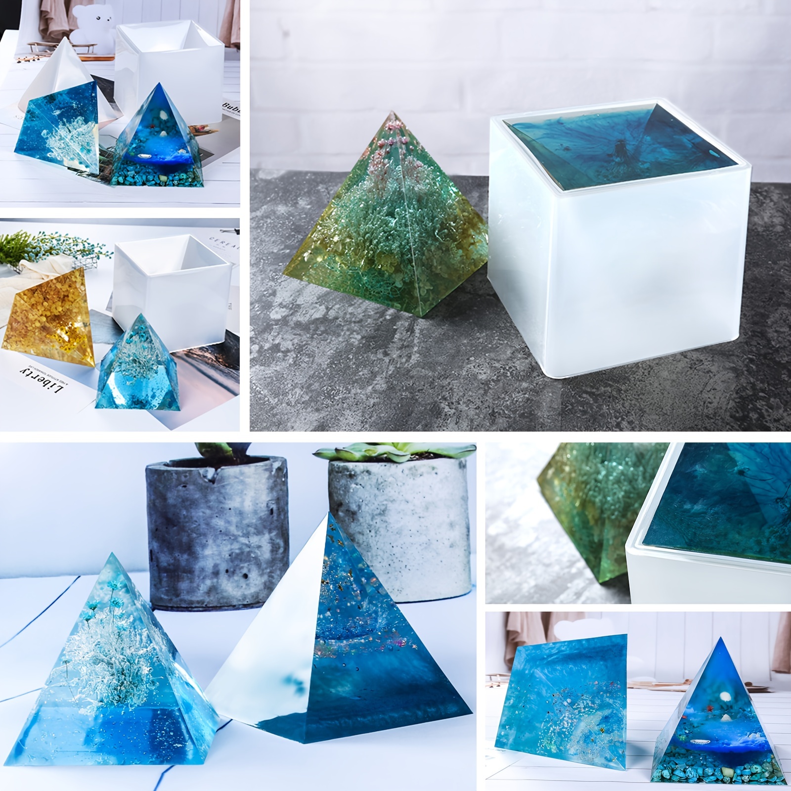 Large Pyramid Silicone Mold for Paperweight Office Desk Decoration