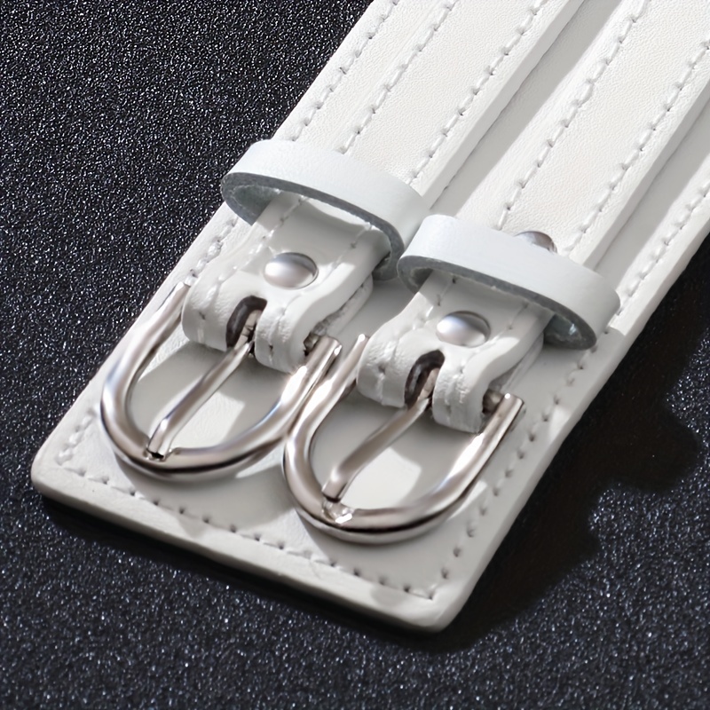 1pc mens punk double   pu leather adjustable classic bracelet details 8