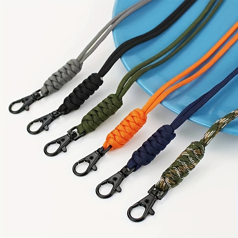 Multifunctional Paracord Braided Lanyard for ID Badge Key Holder, Adjustable Length, with Metal Clip Key Ring for Phone, Wallet Key for Men Women