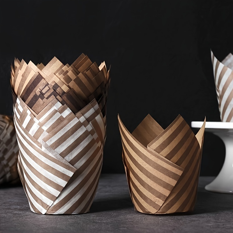 Tulip Muffin Cups Disposable Cupcake Cups Stripes Pattern - Temu