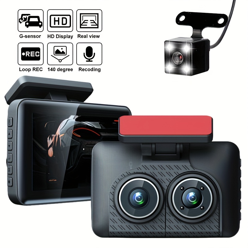 Cámara grabadora de coche DVR HD con visión nocturna con sensor G,  detección de movimiento, cámara de tablero de instrumentos con tarjeta TF  de 32 GB
