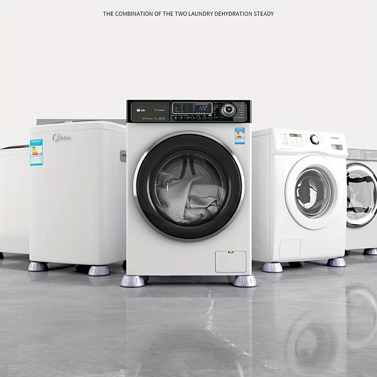Base telescópica para lavadora, soporte para lavadora móvil, 360 °  giratorio bloqueable, soporte ajustable para lavadora para refrigerador,  soporte de