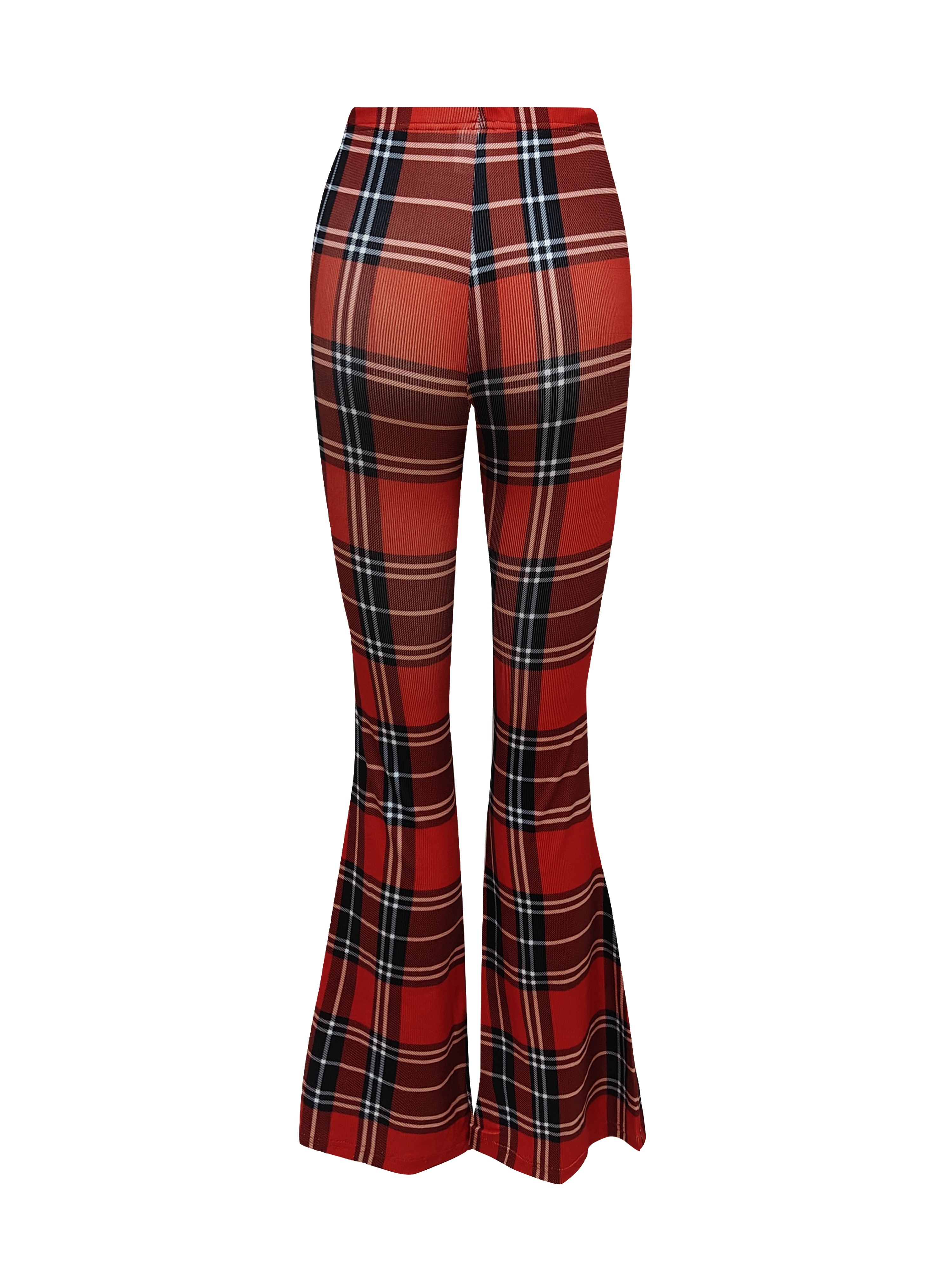 Flared Pants - Red/plaid - Ladies