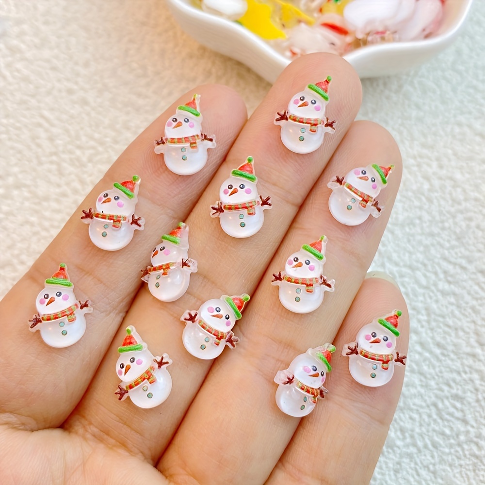 10pcs 3D Christmas Nail Charms Kawaii Christmas Nail Charm Cartoon Santa  Claus Elk Bells Tree Gloves Nail Art Charms for Nails