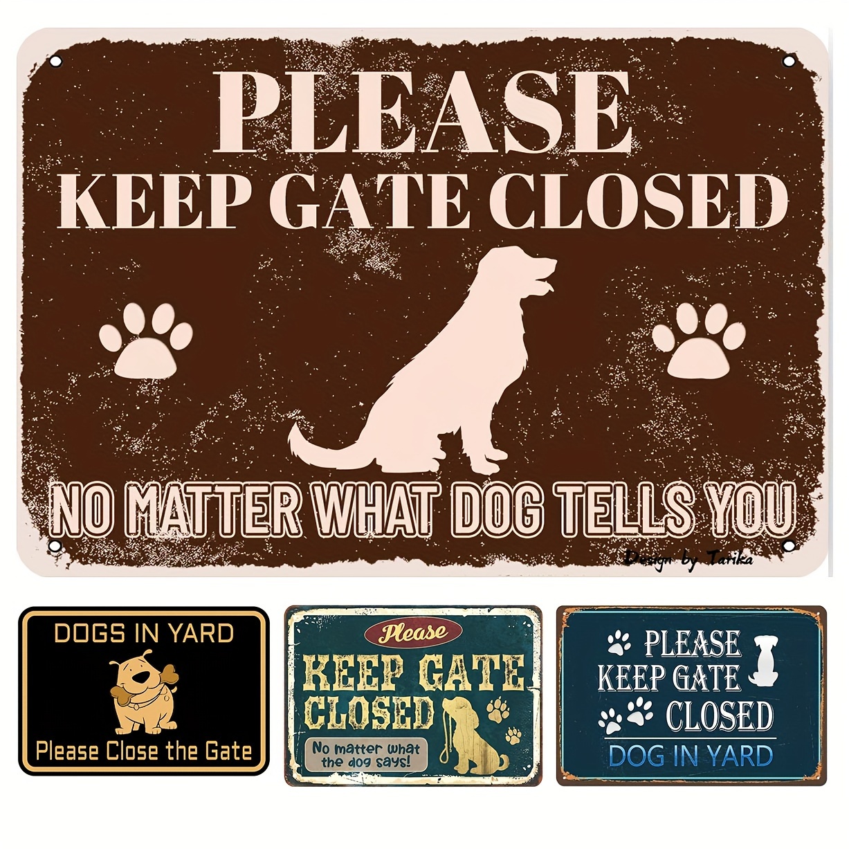 Panneau Métal 'Keep Gate Closed Dog' – Déco Murale – Cadeau Pour Amateurs De Chiens