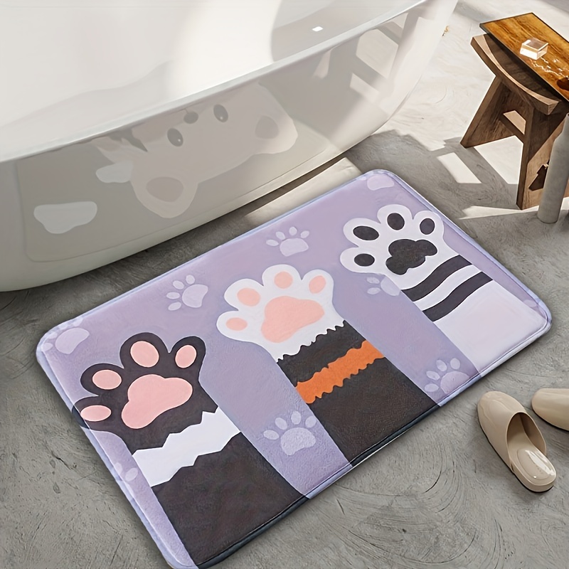 1pc Cartoon Cat Pattern Bath Mat, Cute Polyester Anti-slip Bath Rug For  Bathroom