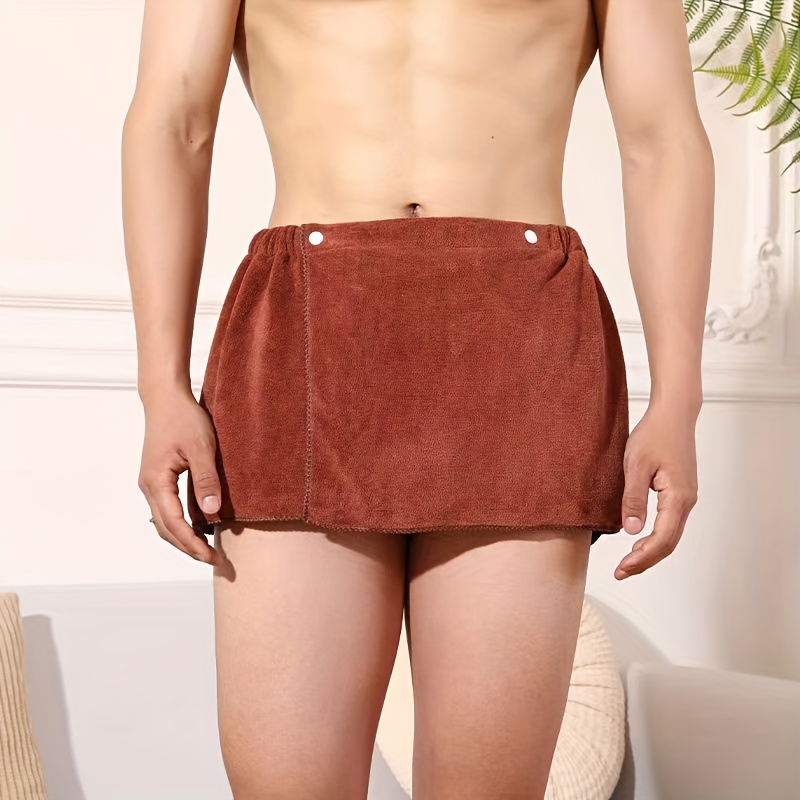 Men's Soft Wearable Bath Towel Solid Short Pants
