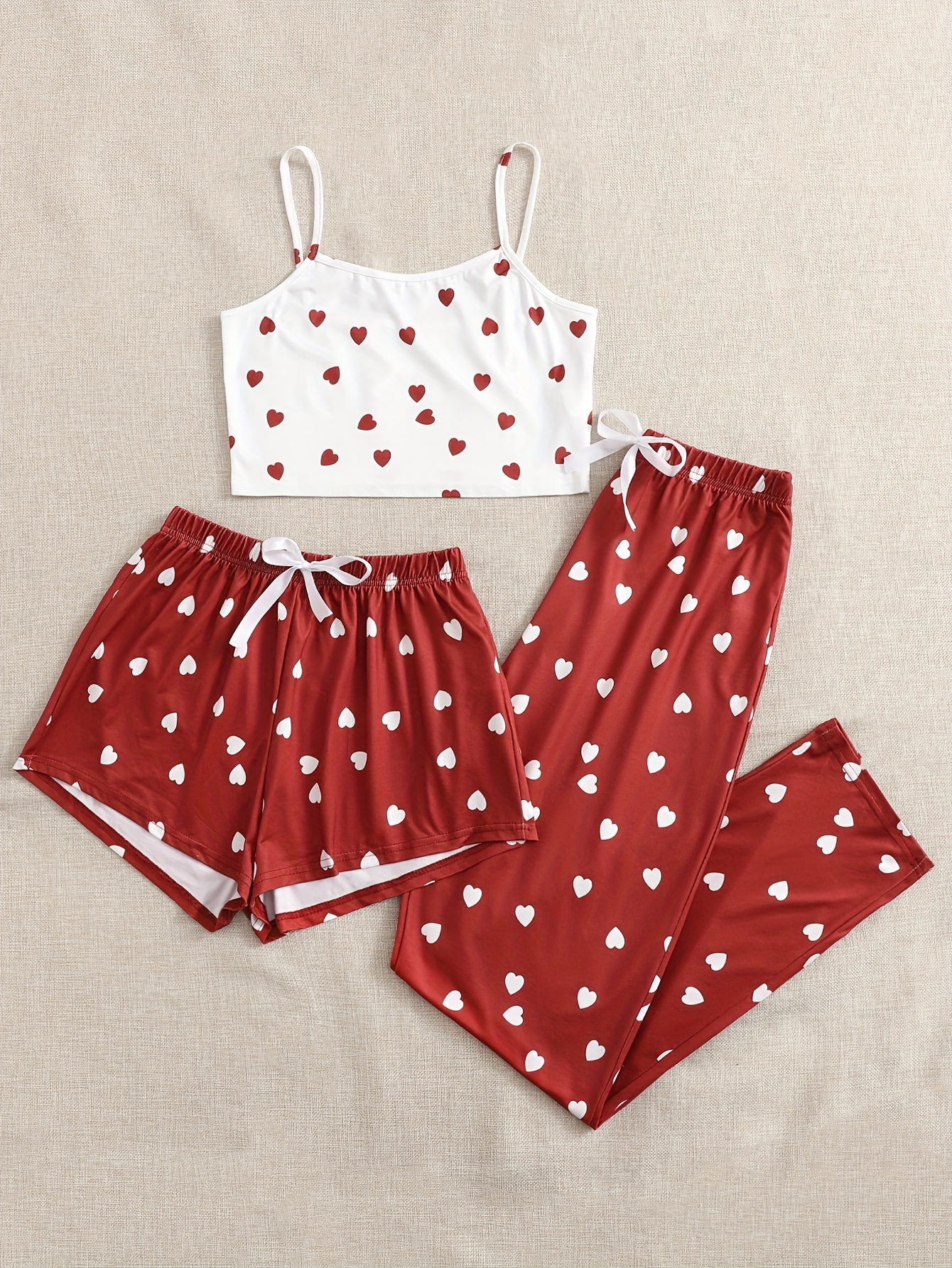 Plus Size Cute Pajamas Set Women's Plus Heart Polka Dot - Temu Canada