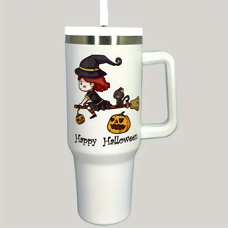 Halloween Theme Tumbler Cup With Handle And Straw Lid Double - Temu