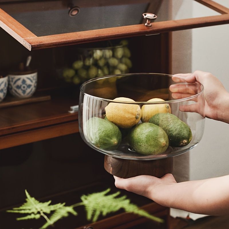 Creative Glass Fruit Bowl Ornamental Fruit Plate With Wooden - Temu