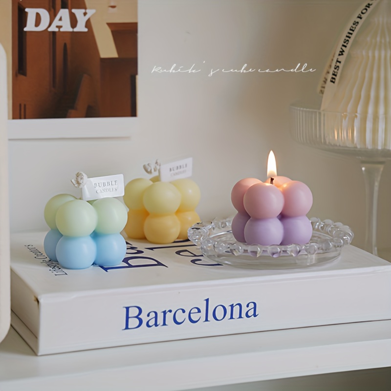 Cube Scented Candle simple Home Decoratio red Bubble Shape - Temu