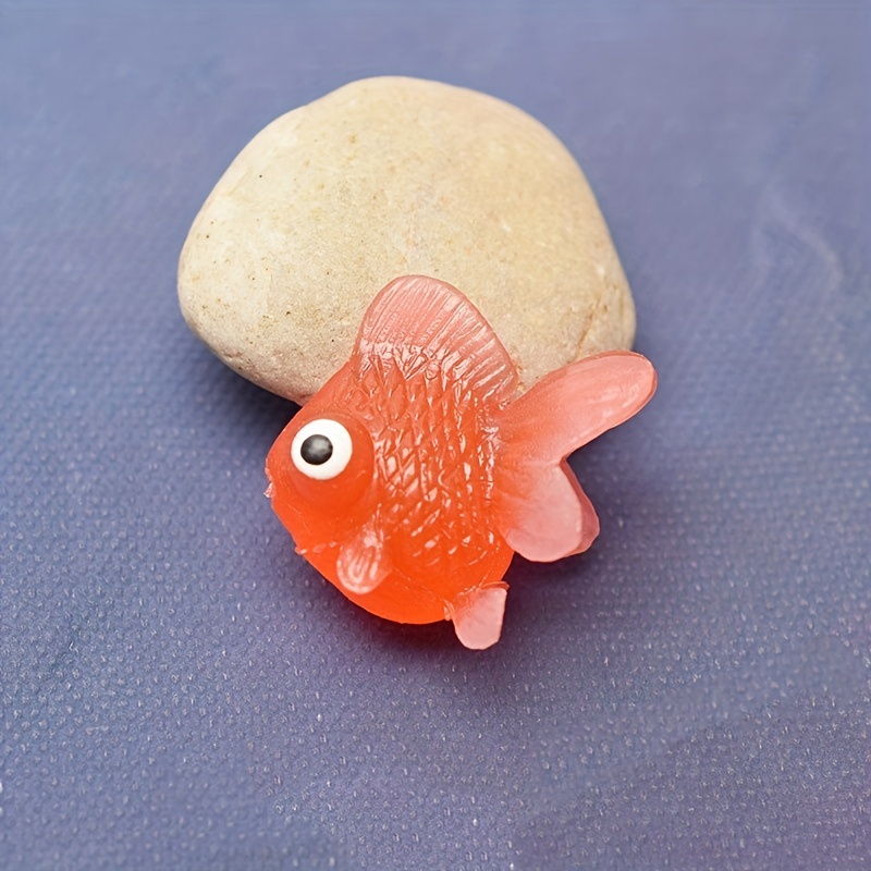 Goldfish Slime Bowl - Blue Slime with Mini Fish Figurine - Cute Pet pu