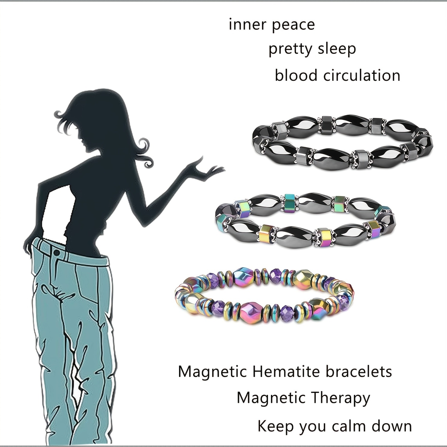 Men's Hematite Therapy Bracelet for Stress Relief and Anxiety