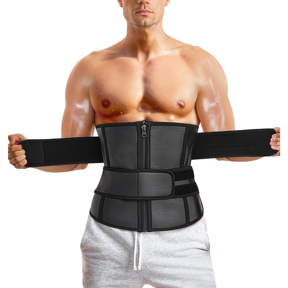  MOLUTAN Men Waist Trainer Trimmer for Weight Loss Tummy Control  Compression Shapewear Body Shaper Sweat Belt Black : Sports & Outdoors