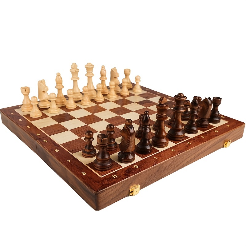 Three-in-one Solid Wood High-grade Chess Wooden Chess Foldable Convenient  Puzzle Board Game Toys Halloween/thanksgiving Day/christmas Gift - Temu