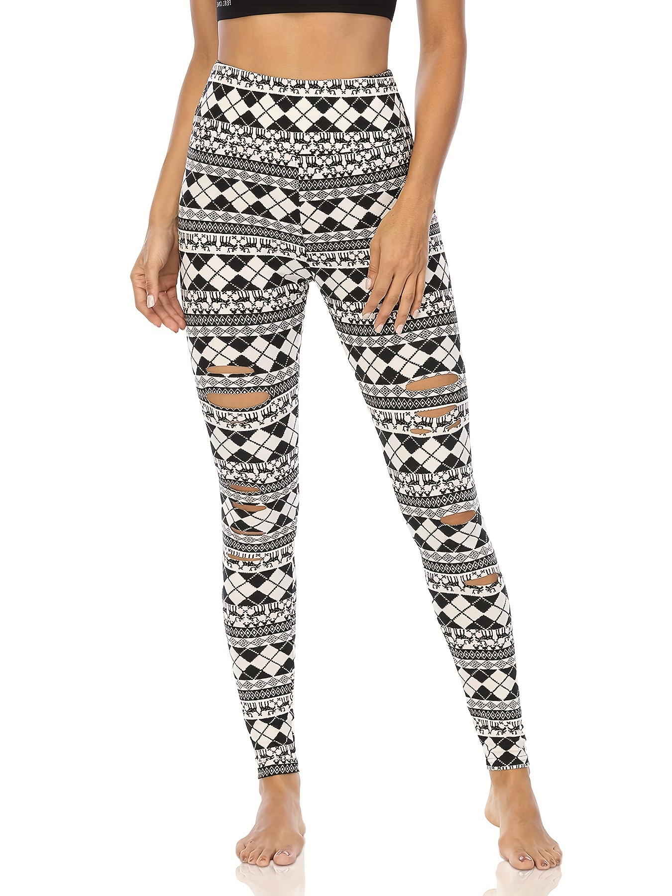 Black/White Tribal Print QUEEN SIZE Leggings