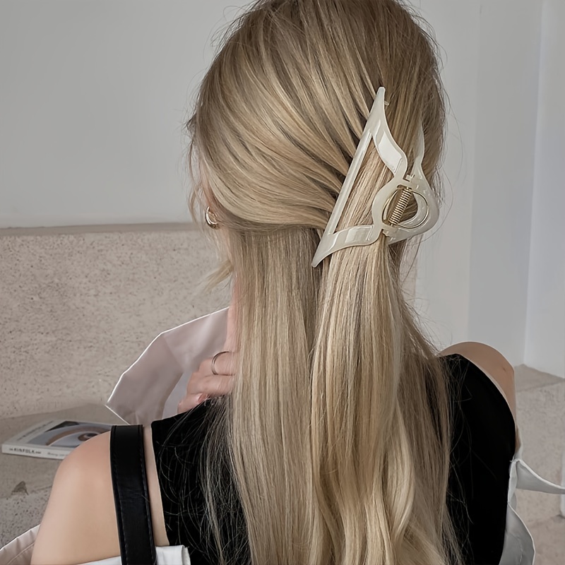 6 Pcs Glossy Triangle Hollow Hair Claw for Women